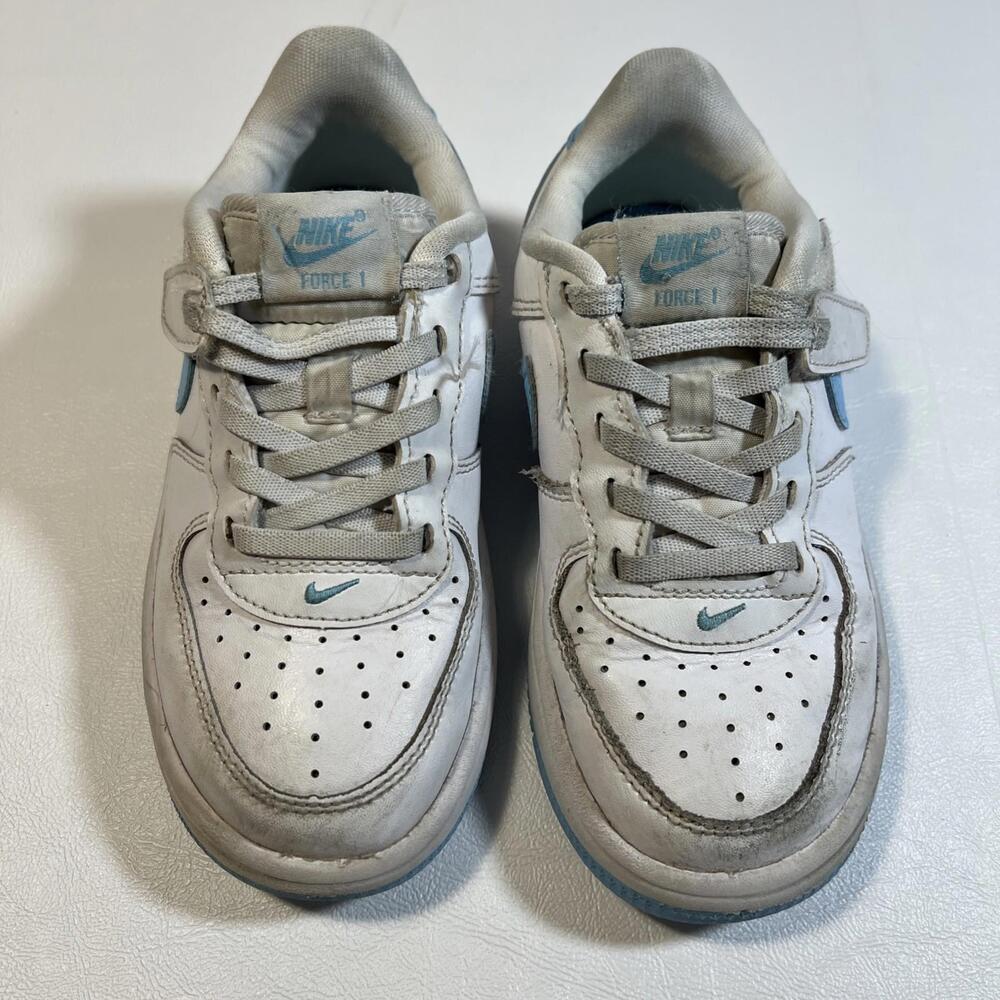 Nike Air Force 1 White Blue Boys Size 12c - Picture 2 of 7